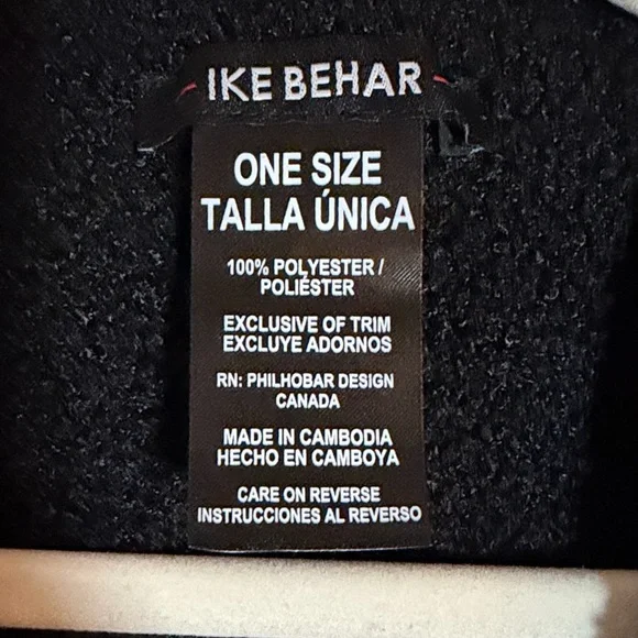 Ike Behar One Size Black Open Front Wrap w/Geometric Pattern. Very soft Fleece! - Picture 4 of 7